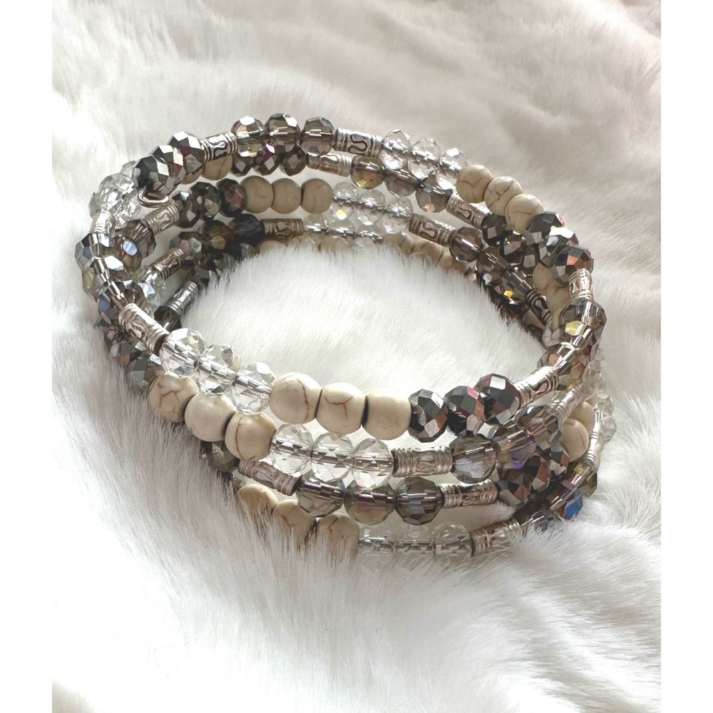 Beaded coil bracelet